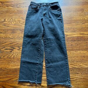 Cotton:On Women’s Straight Leg Black Jeans Sz 8 Stretch Raw Hem High Rise Baggy